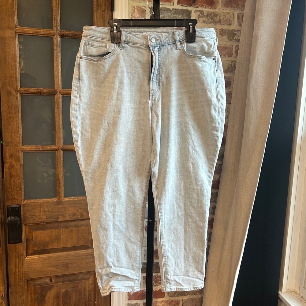 Old Navy O.G. Straight Jeans Women Light Wash Curvy High Rise Mom Classic 18